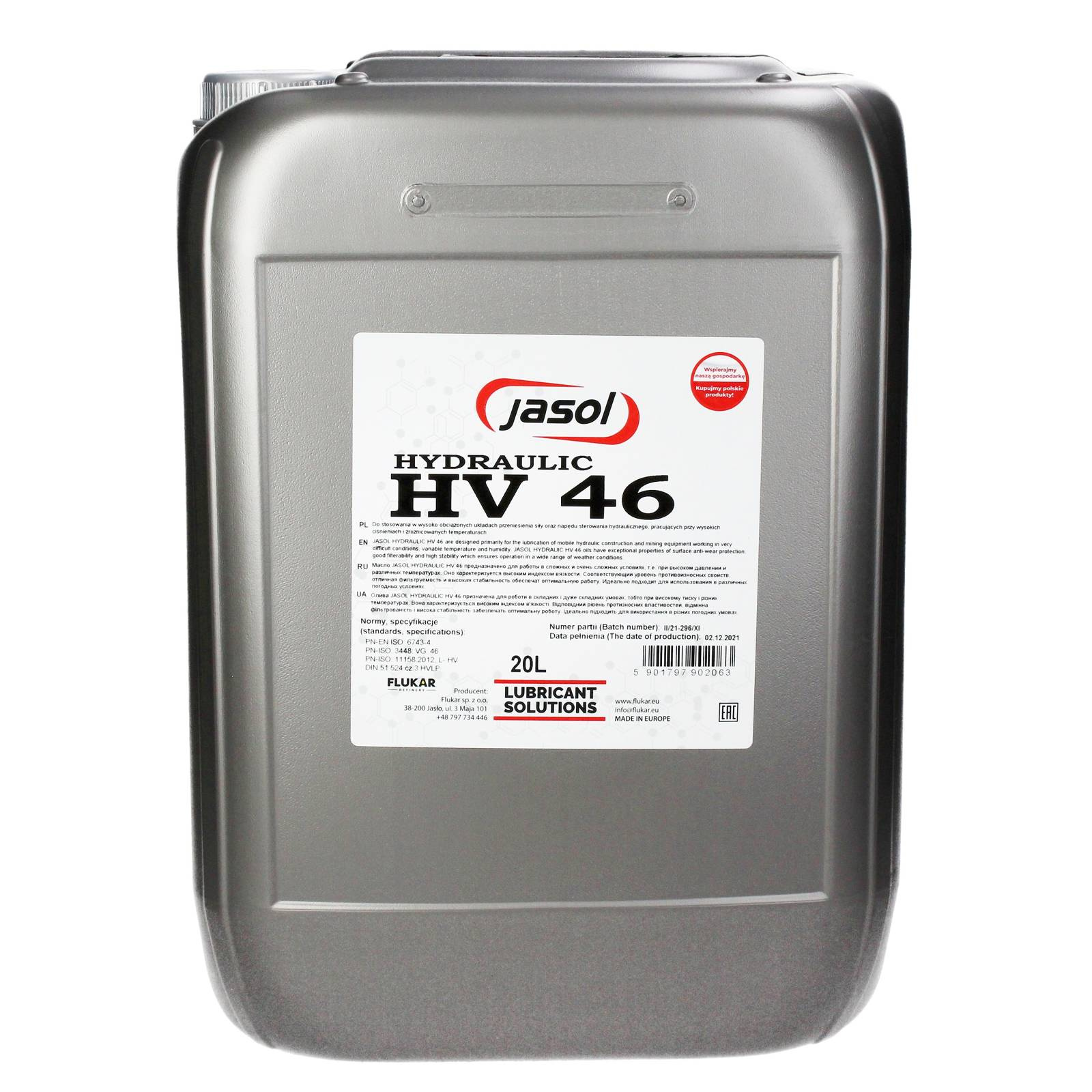 Гидравлическое масло JASOL HV-46 20L