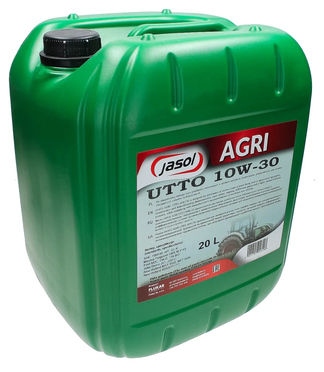 Гидравлическое трансмиссионное масло JASOL AGRICAT UTTO 10W-30 20L
