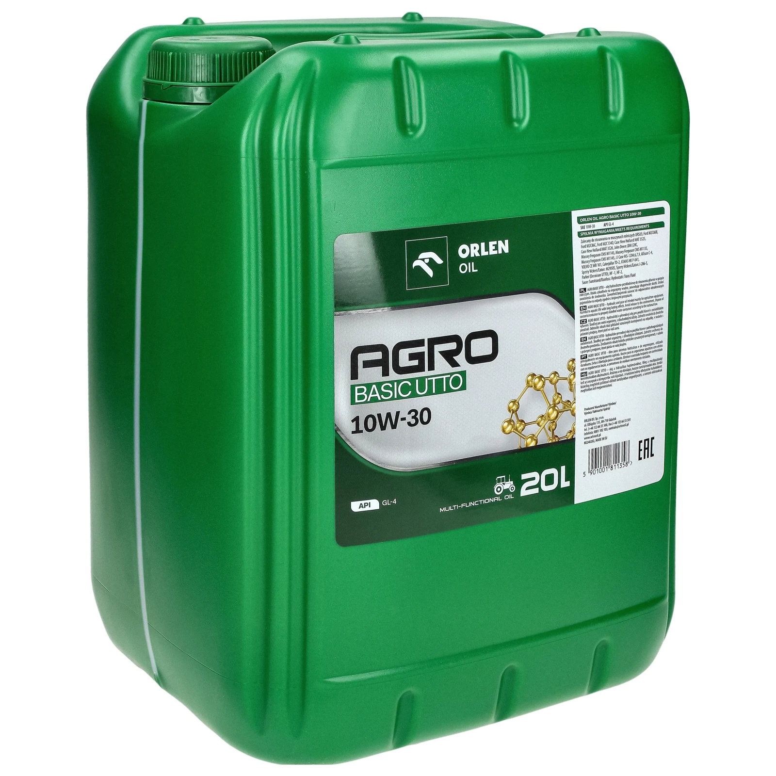 Гидравлическое трансмиссионное масло Orlen AGRO BASIC UTTO 10W-30 20L