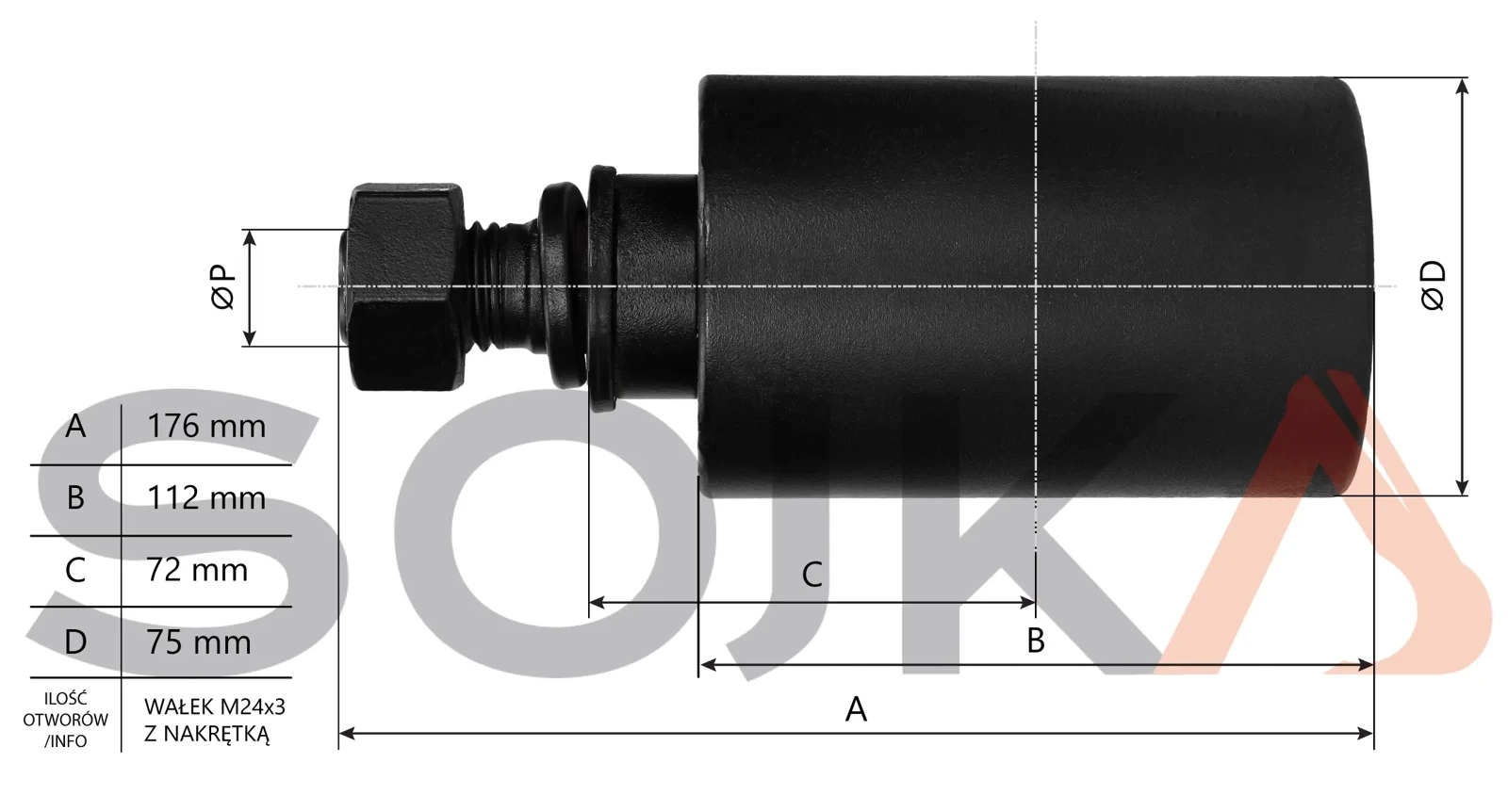 Опорный ролик, верхний JCB 8035 (332 / S4308)