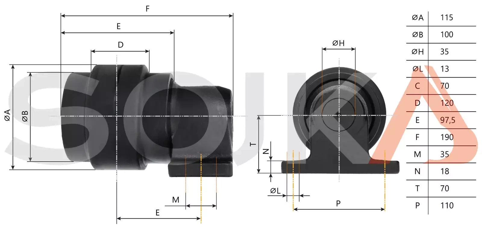 Опорный ролик, верхний HITACHI VR512