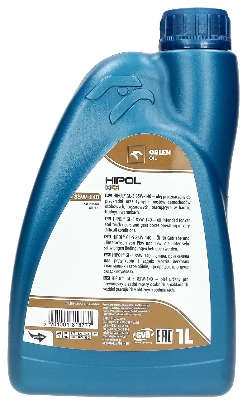 Трансмиссионное масло Orlen HIPOL GL-5 85W-140 - 1L