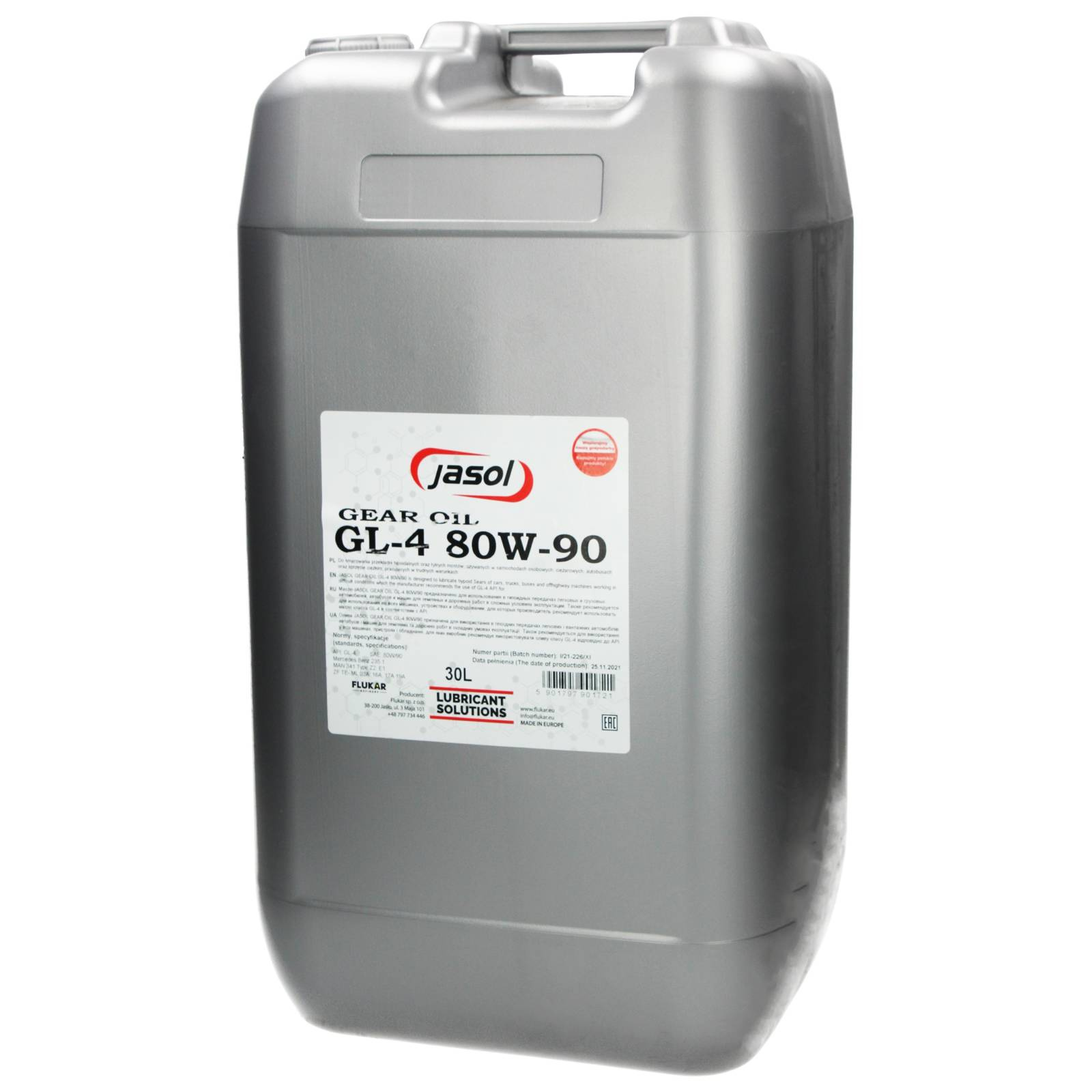 Трансмиссионное масло JASOL Gear Oil GL-4 80W-90 30L