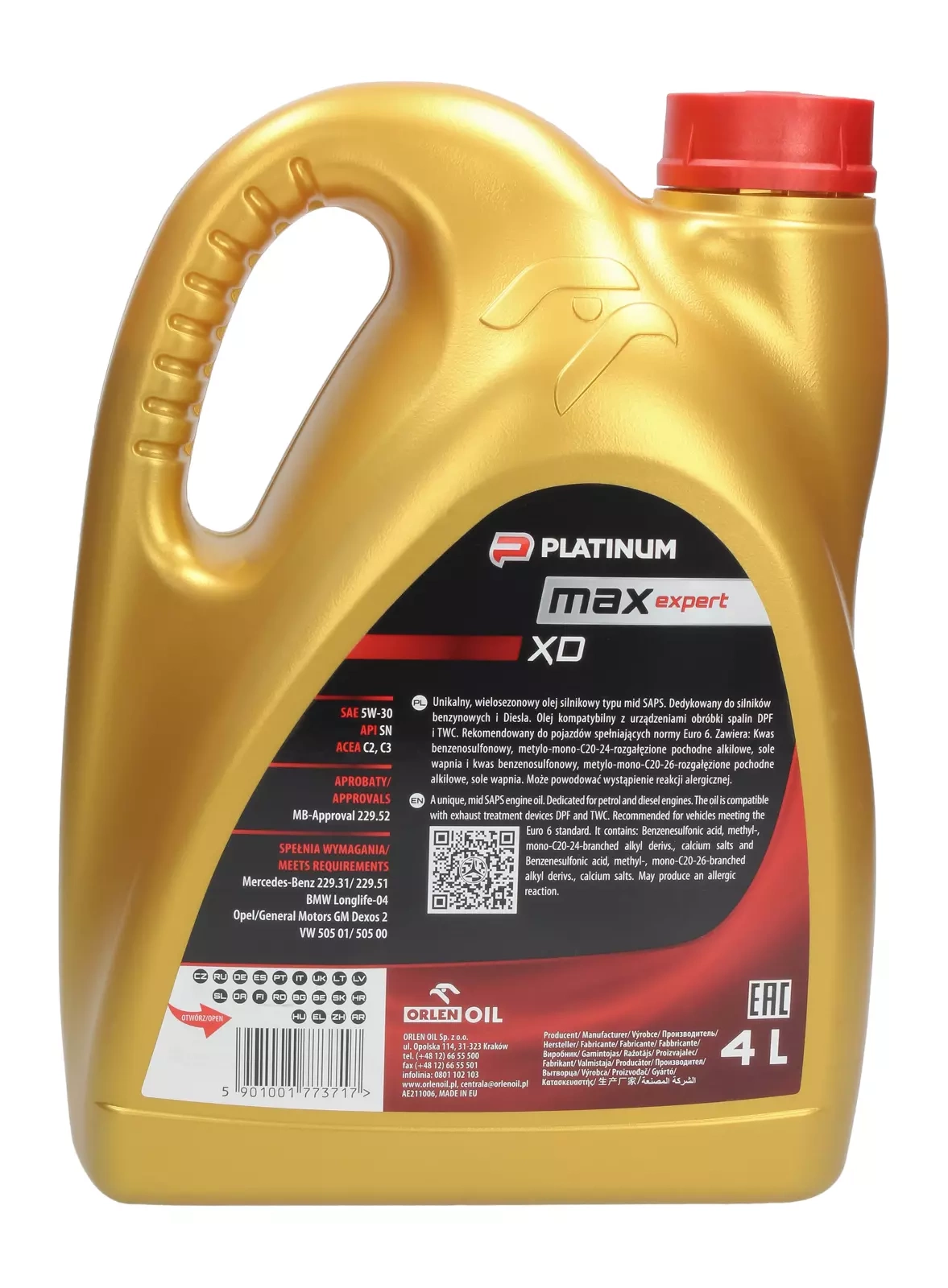 Моторное масло Orlen PLATINUM Max Expert XD 5W-30 4L