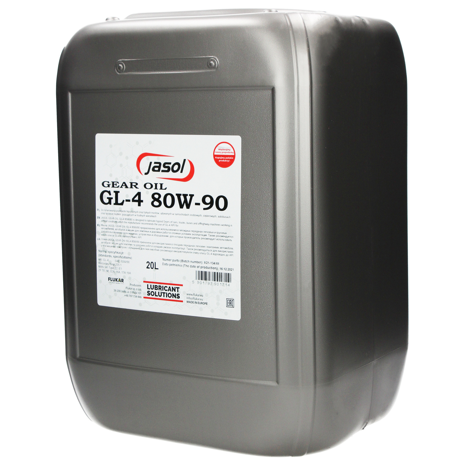 Трансмиссионное масло JASOL Gear Oil GL-4 80W-90 20L