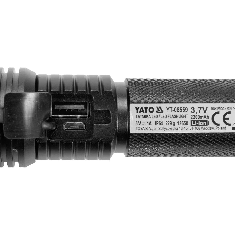 Аккумуляторный фонарик YATO 10W 900LM (YT-08559)