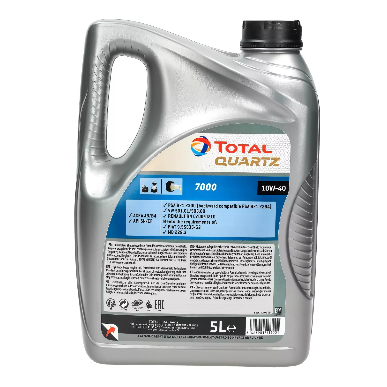 Моторное масло Total Quartz 7000 10W-40-5L