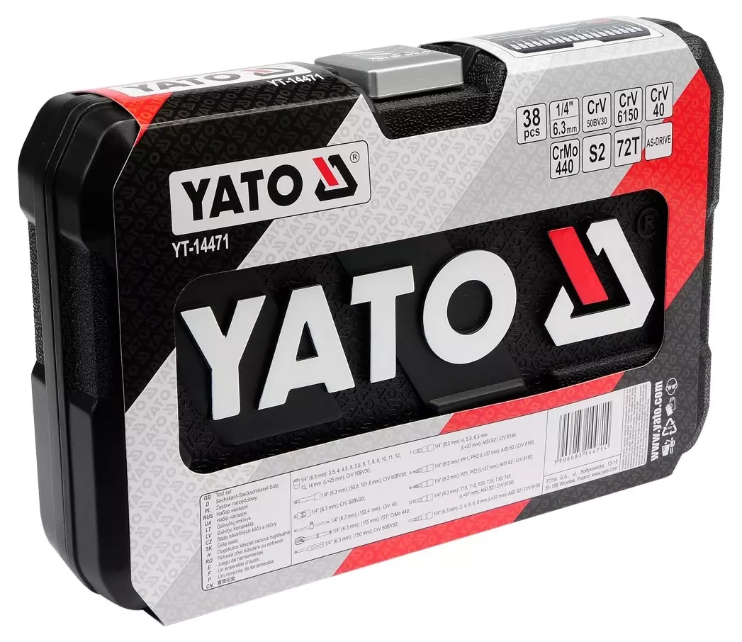 Набор торцевых гаечных ключей yato 1/4 38 шт. (YT-14471)