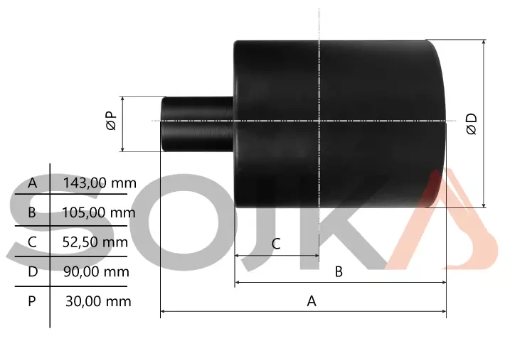 Опорный ролик, верхний JCB 8045 ZTS