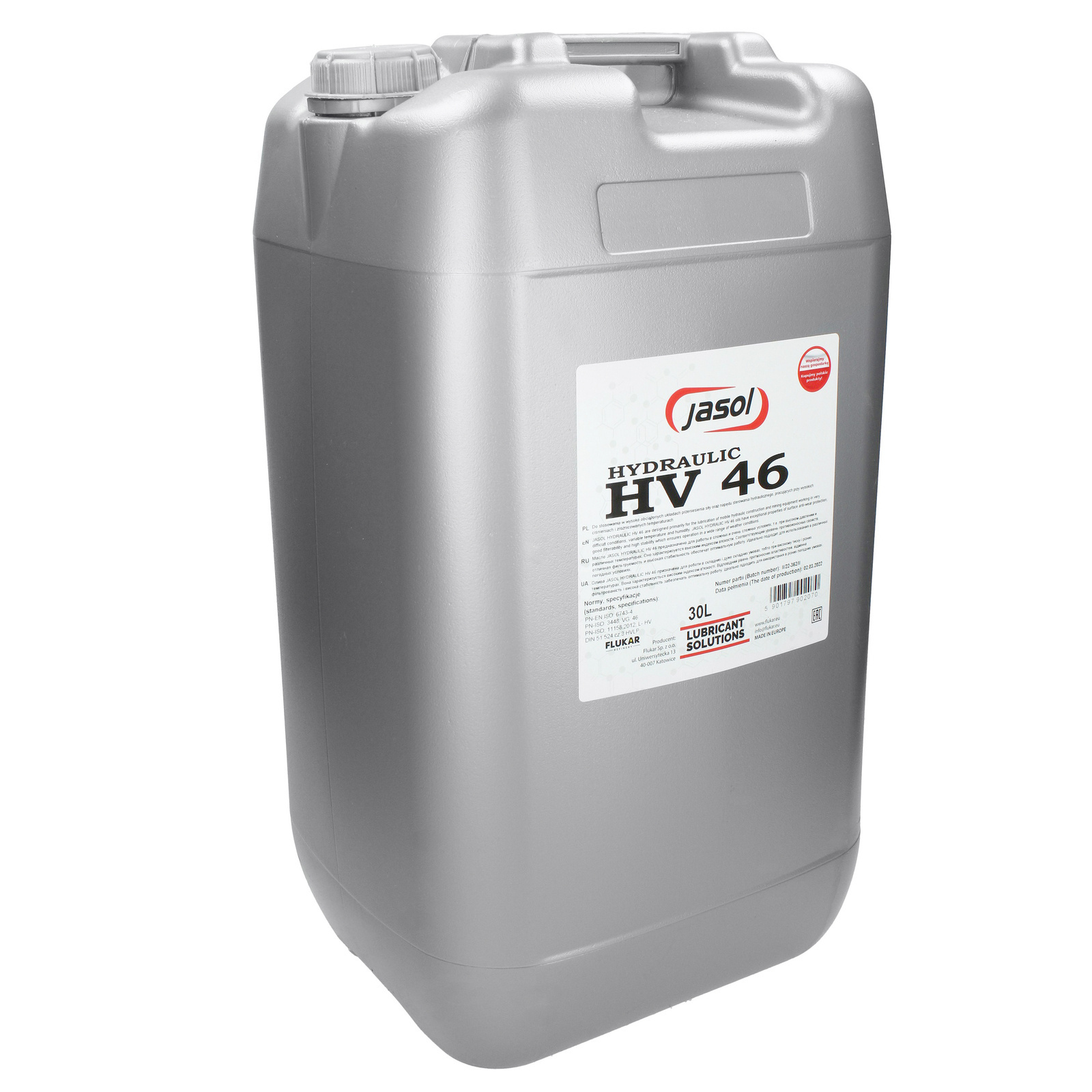 Гидравлическое масло JASOL HV-46 30L