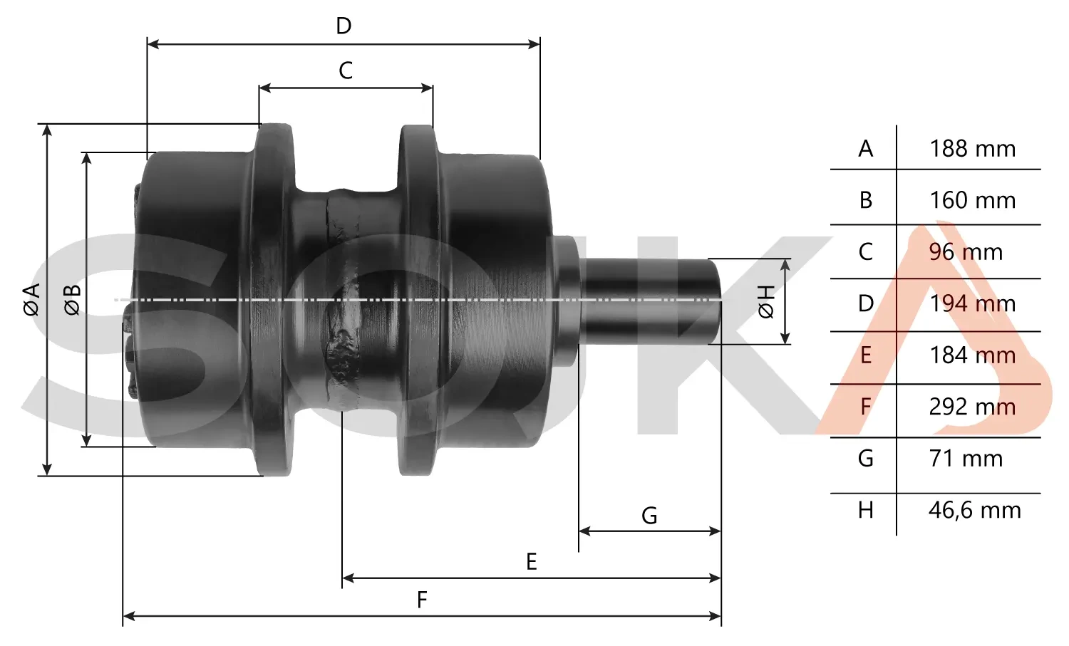 Опорный ролик, верхний CAT 330B (6Y-5323)