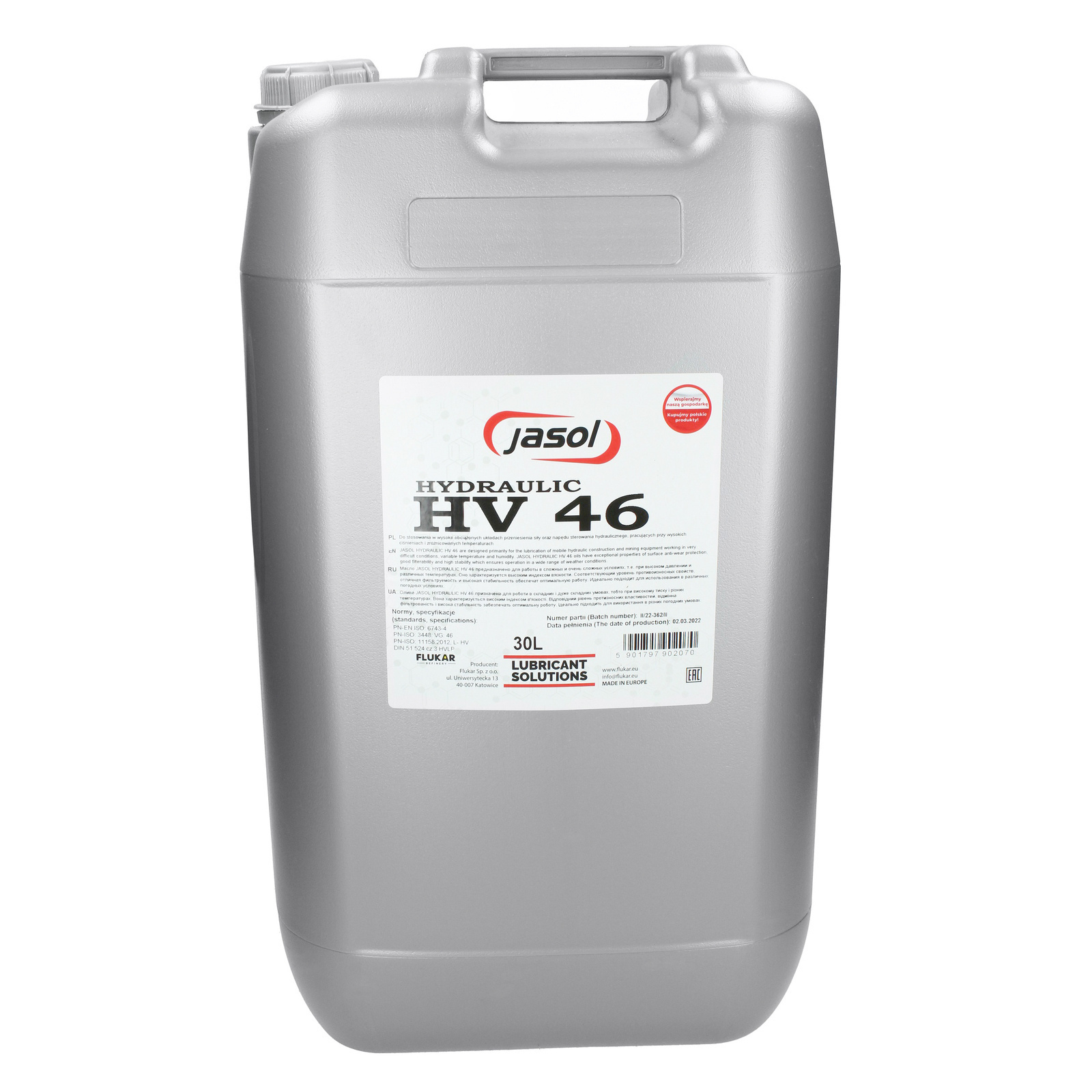 Гидравлическое масло JASOL HV-46 30L