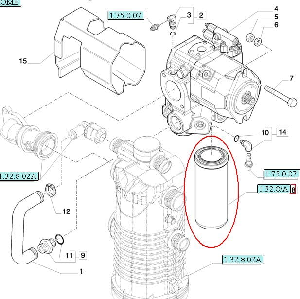 ФИЛЬТР ГИДРОУСИЛИТЕЛЯ АВТОКОМАНД New Holland КОРПУС STEYR 87682681 - 84324774