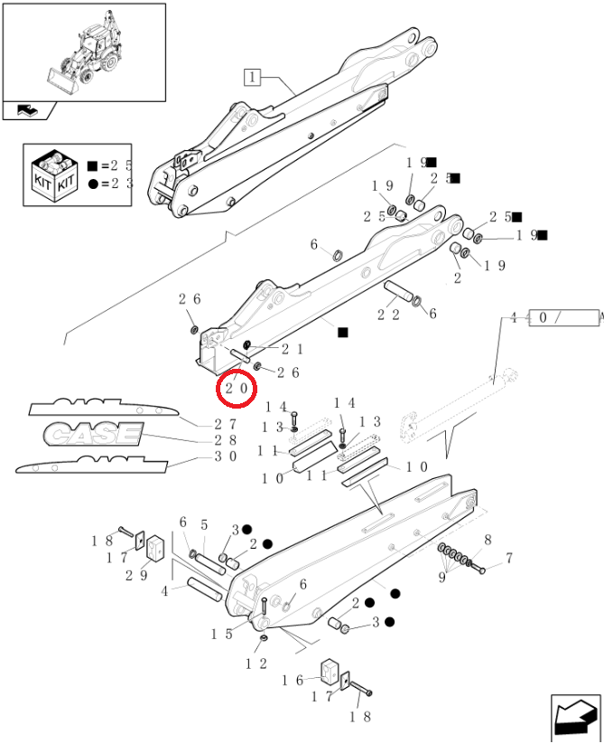 Штифт заднего рычага CASE NH 85801314 25x115