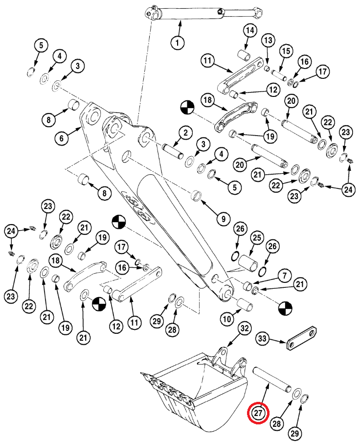 Штифт ковша CASE 580 590 D150619