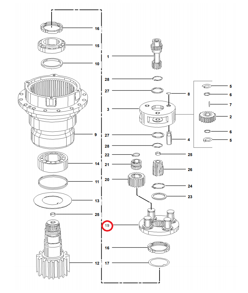 Корзина спутникового поворотного стола CAT M315 4145303076 ZF OEM