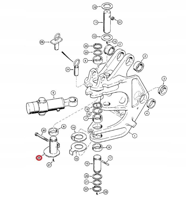 Верхний штифт задней бабки CASE 580K SK SLE SM 70X157