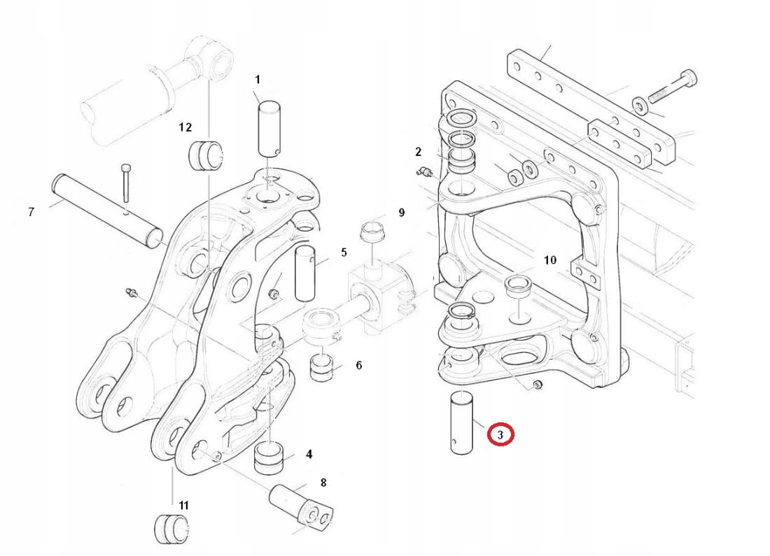 Штифт поворота задней бабки вниз KOMATSU WB 65x190