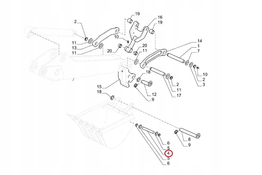 Штифт рычага ковша CASE 38x245