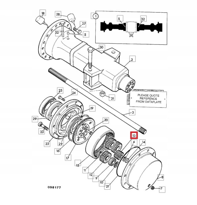 ЦЕНТРАЛЬНОЕ КОЛЕСО СПУТНИКОВ JCB 3CX 454/07401