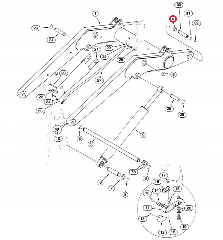 Передняя втулка ковша CASE 580 SLE K M 40x50x34