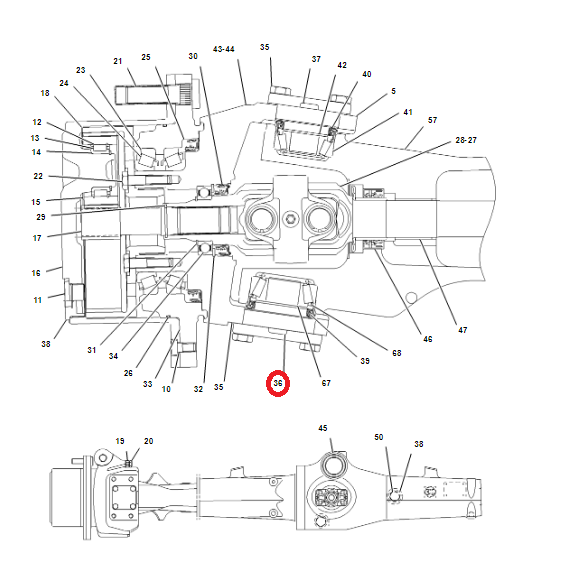 Нижний шарнирный шарнир CAT 428c D1 1307026