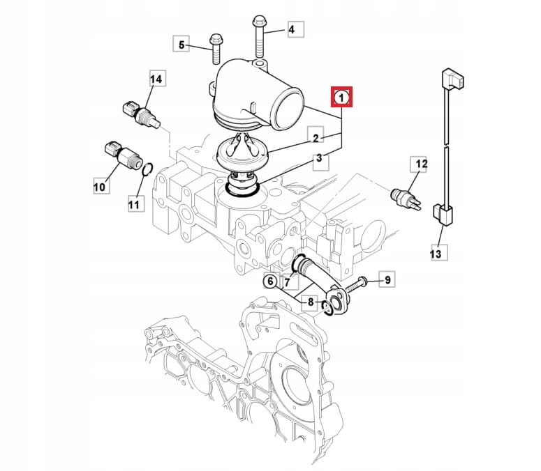 ТЕРМОСТАТ С КОРПУСОМ JCB ДВИГАТЕЛЬ RE RG RJ ЗАМЕНА