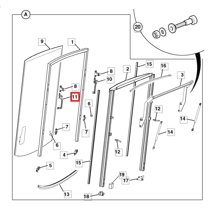 РУЧКА ЗАДНЕГО СТЕКЛА JCB 3CX 4CX 331/28235