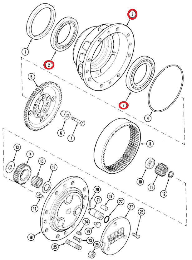 КОРПУС СТРУБЦИНЫ TEREX WB + ПОДШИПНИКИ CA0118376