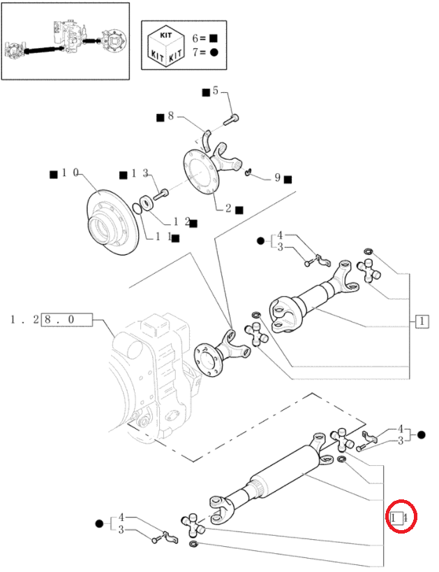 ПЕРЕДНИЙ ПРИВОДНОЙ ВАЛ NEW HOLLAND LB115B 87552416