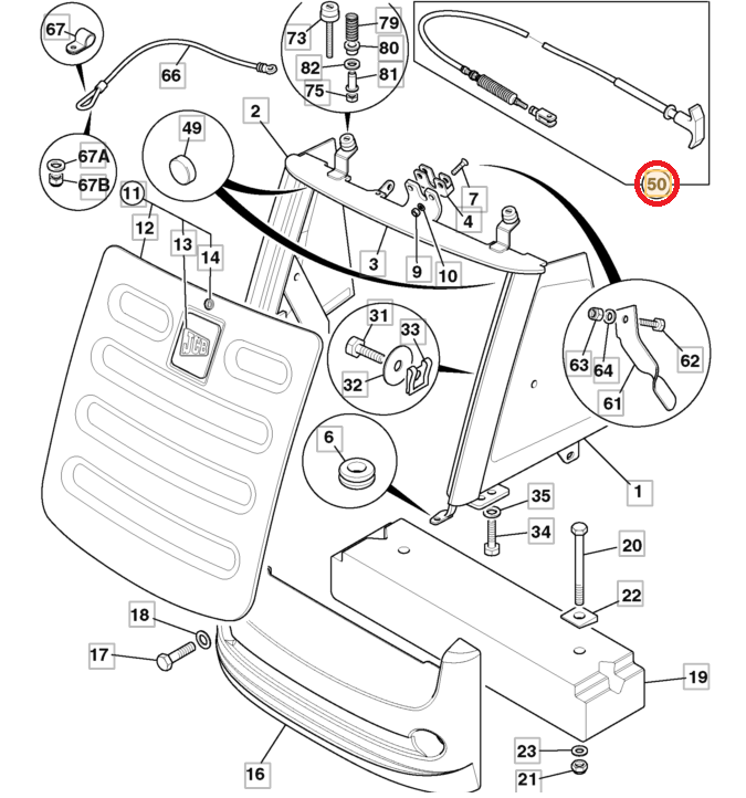 КАБЕЛЬ КАПОТА JCB 3CX 4CX 910/60199