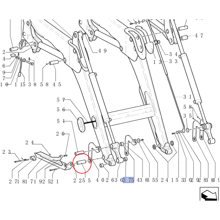 ШТИФТ ДЛЯ ФРОНТАЛЬНОГО ПОГРУЗЧИКА NEW HOLLAND TL740, TL730 - 87690012