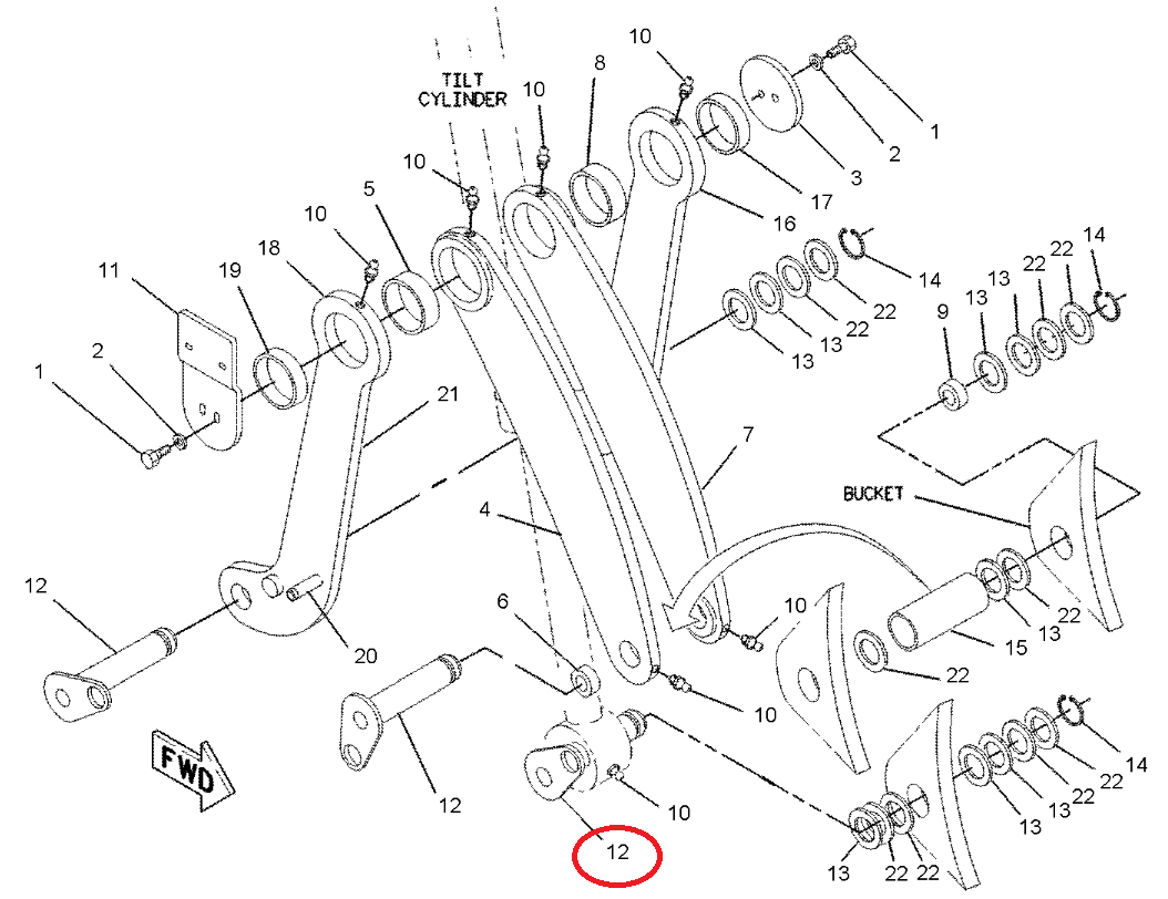 Штифт переднего ковша CAT 420D 422E 428B 9r4494 45X246