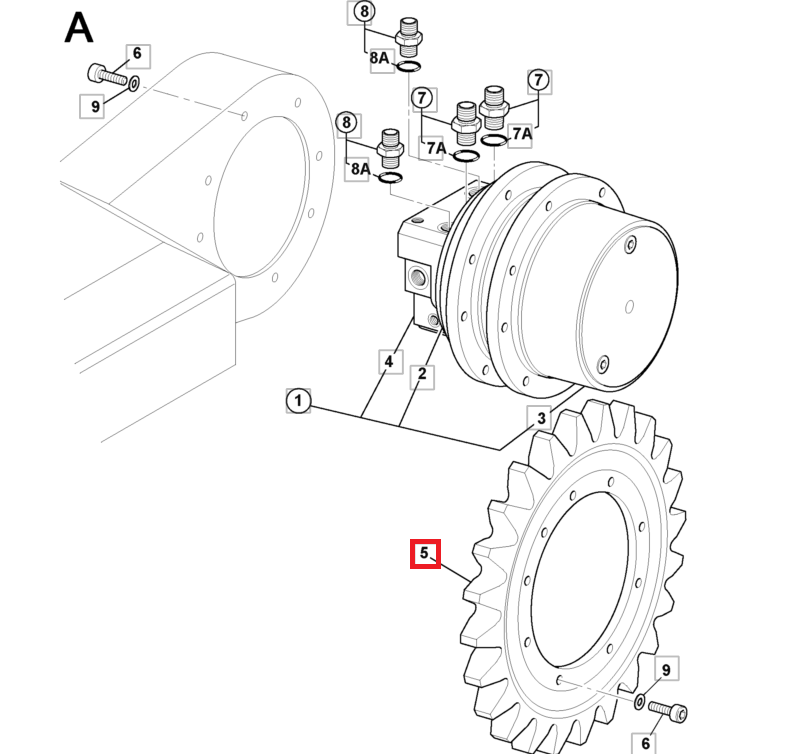ПРИВОДНОЕ КОЛЕСО JCB 8014 8016 8018 8020