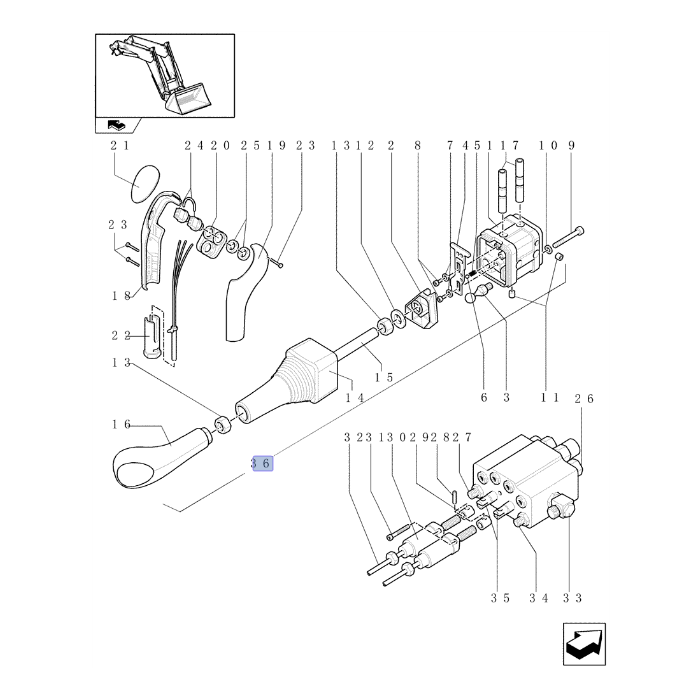 ДЖОЙСТИК ПОГРУЗЧИКА В СБОРЕ NEW HOLLAND CASE 87690033