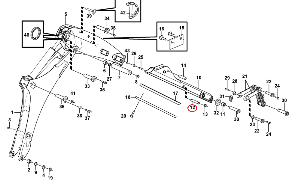 Штифт рычага выдвижения VOLVO BL60 70 71 40x120