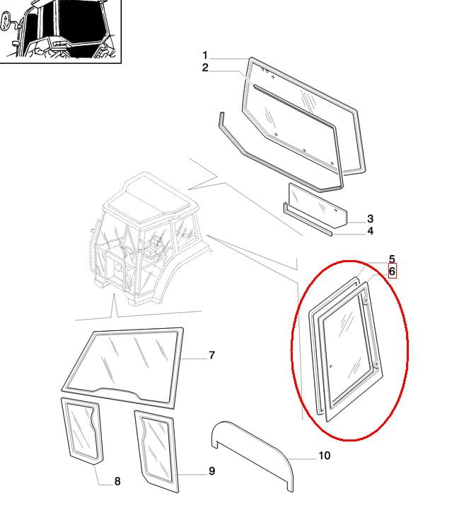 СТЕКЛО БОКОВОЕ ПРАВОЕ НАКЛОННОЕ NEW HOLLAND CASE 82029320 - 82009812-E9NN9429710AA