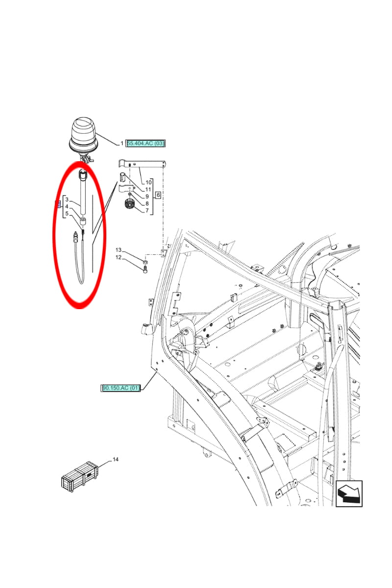 Кронштейн сигнальной лампы - крепление петуха New Holland CASE CNH 87621041