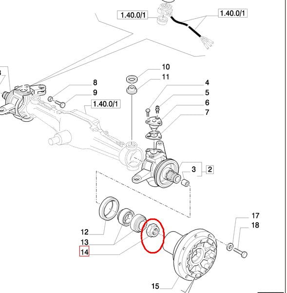 ГАЙКА ПЕРЕДНЕГО КРОССОВЕРА NEW HOLLAND CASE 5142020