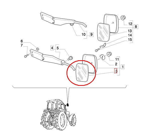 СТЕКЛО ЗЕРКАЛО NEW HOLLAND CASE 82015243