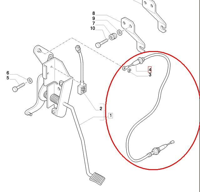 НОЖНОЙ ГАЗОВЫЙ ТРОС NEW HOLLAND CASE STEYR 84281866