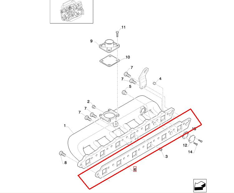 ПРОКЛАДКА ВСАСЫВАЮЩЕГО КОЛЛЕКТОРА NEW HOLLAND CASE 87840759 - 87802208 - 87343046