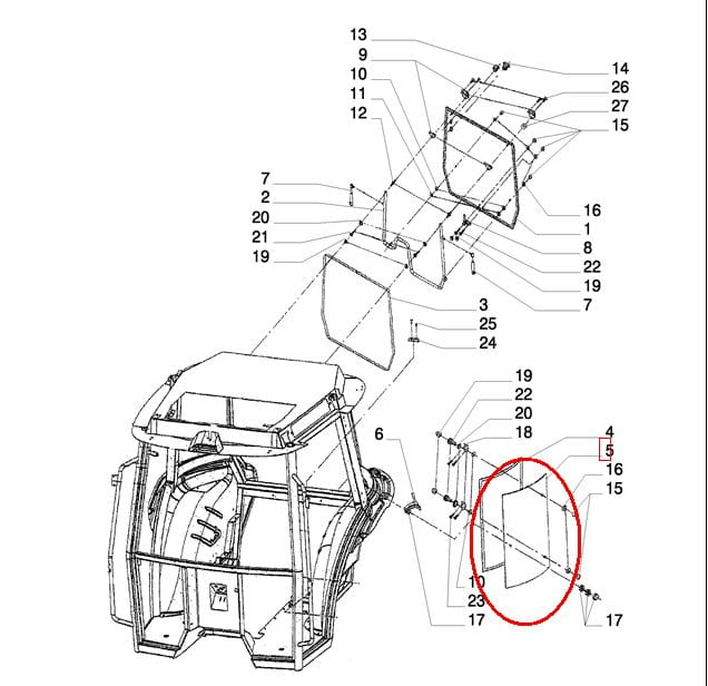 СТЕКЛО БОКОВОЕ ПРАВОЕ NEW HOLLAND CASE 5089556