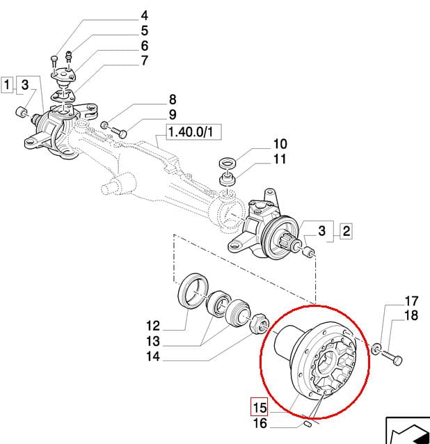СТУПИЦА ПЕРЕДНЕГО КОЛЕСА NEW HOLLAND CASE 5142013 - 5142014 - 5151461