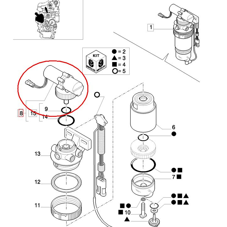 ЭЛЕКТРИЧЕСКИЙ НАСОС ТОПЛИВНОГО ФИЛЬТРА NEW HOLLAND CASE 87802238