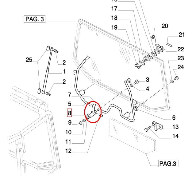 РУЧКА ЗАДНЕГО И ПЕРЕДНЕГО СТЕКЛА NEW HOLLAND CASE STEYR 81868309-87541759