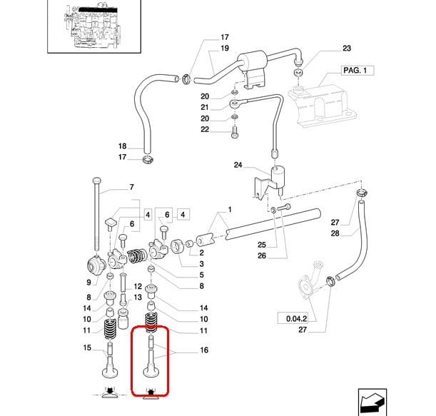 ВЫПУСКНОЙ КЛАПАН NEW HOLLAND CASE 87802258 - 87802266 - 87802147 - F0NN6505AD-E9NN6505EC