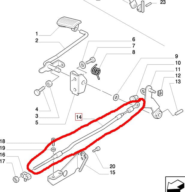 НОЖНОЙ ГАЗОВЫЙ ТРОС NEW HOLLAND CASE 5183835