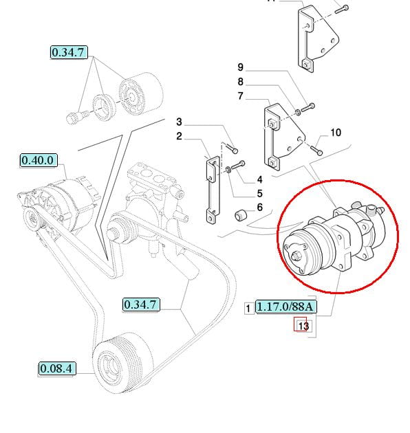 КОМПРЕССОР КОНДИЦИОНЕРА NEW HOLLAND CASE 82008689 - 82016158 - 87709786