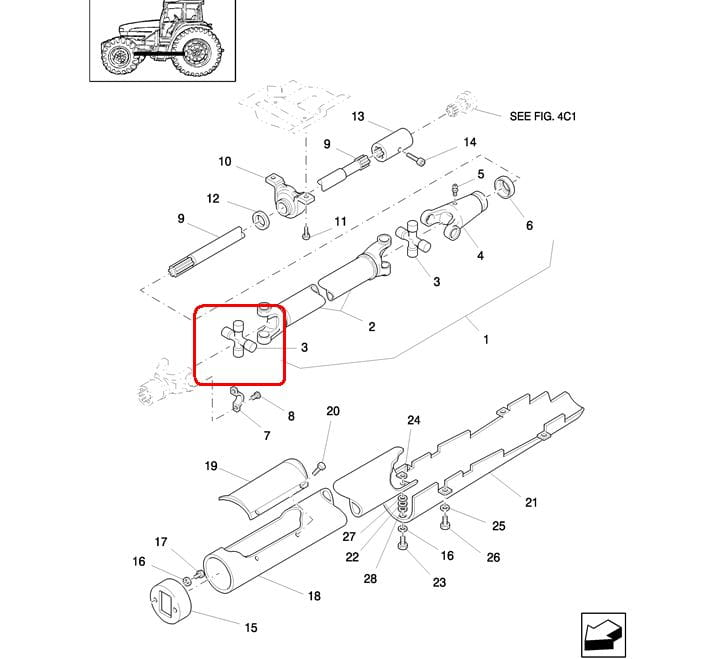 ПОПЕРЕЧНЫЙ ВАЛ ПЕРЕДНЕГО ПРИВОДА NEW HOLLAND CASE STEYR 87530319 - 86505534 - 85807037 - 393231A1-84355325